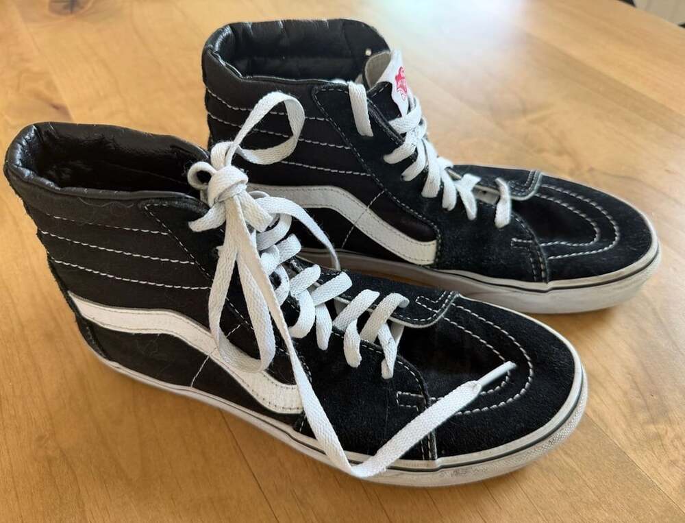 Vans Sk8-Hi Black White Suede High Top Sneakers womens 8
